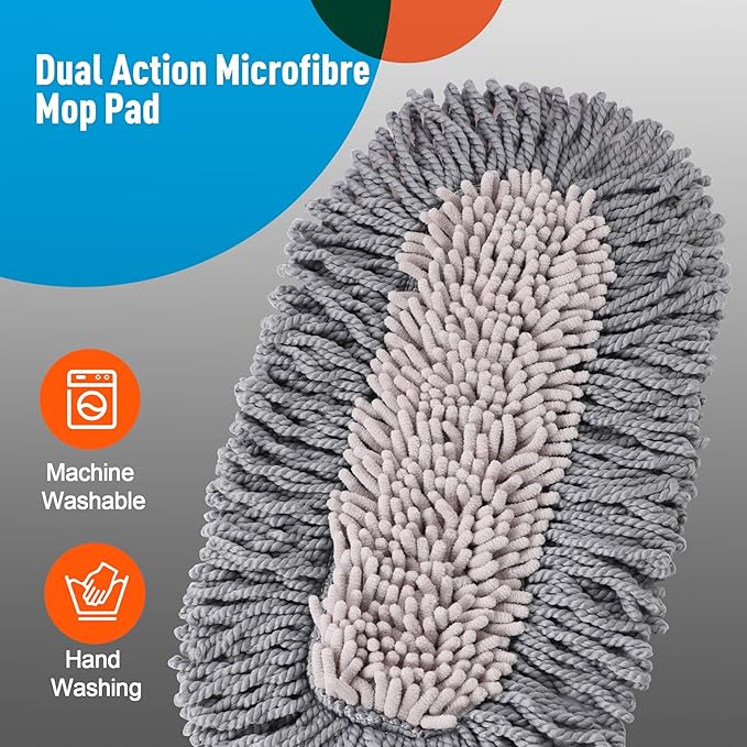 Microfiber Dust Mop for Hardwood Floor Cleaning, Dry and Wet Baseboard and Floor Duster, Household Cleaning Tool for Kitchen, Bathroom