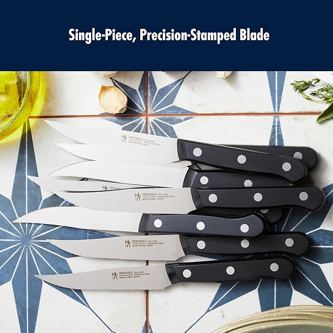 HENCKELS Solution Razor-Sharp Steak Knife Set of 8, German Engineered Informed by 100+ Years of Mastery,Black