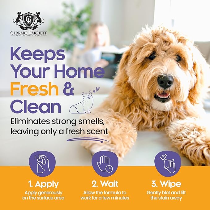 Pet Urine Odor Eliminator Spray Citrus Oil Blends 16 oz, Dog & Cat Urine Enzyme Cleaner Destroyer Wood Floor, Enzyme Pet Stain and Odor Remover for Carpet, Cat & Dog Pee Cleaner by Gerrard Larriett