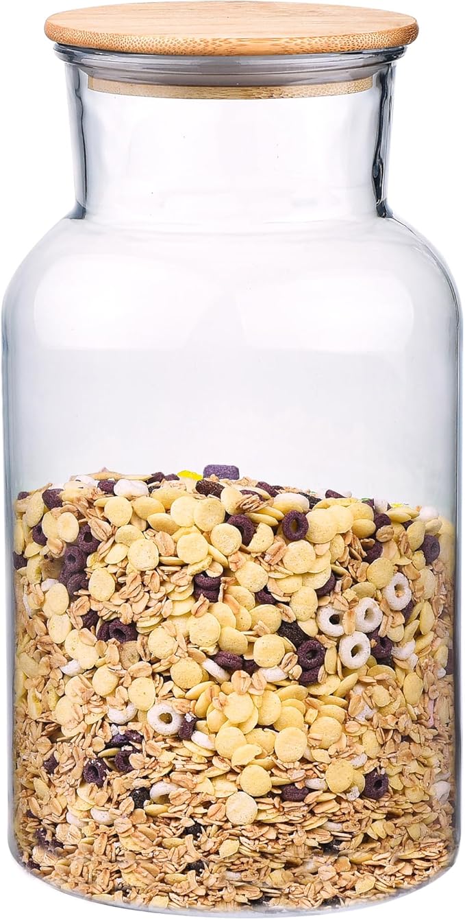 100 FL oz Unbreakable Classic Apothecary Jars with Airtight Bamboo Lids, Thickened Plastic Food Storage Containers, Kitchen Canisters for Storage Flour, Cereal, Dog Food, Cookie, Sugar, etc