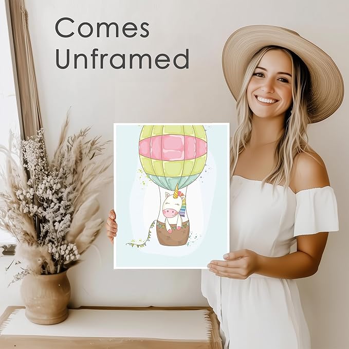 Unicorn Wall Decor Art Prints (Set of 4) - Unframed - 11x14 | Girls Room Decor | Enchanting and Whimsical Design | Adding Fantasy and Charm to Kids' Rooms or Nurseries | Wall Art for Unicorn Lovers