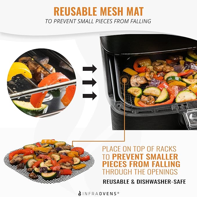 Air Fryer Rack Accessories Compatible with Cosori, Dash, Chefman, Secura, Nuwave®, Emeril Lagasse, Philips, Cozyna + More, 5pcs Stainless Steel Air Fryer Accessories with Heat Resistant Mats