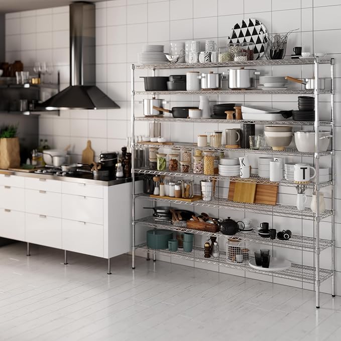 14" Deep x 72" Wide x 74" Height Wire Shelving Kit | 8-Tier | NSF Commercial Storage Rack Unit