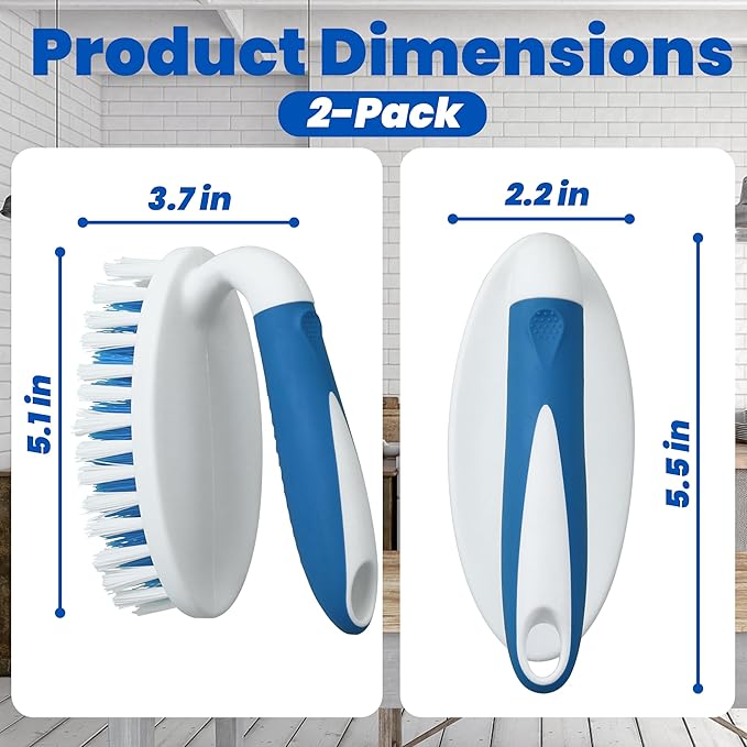 PHYEX Scrub Brush, 2 Pack Household Cleaning Brushes with Stiff Bristles, Scrubbing Brush for Carpet, Shower, Bathtub, Kitchen, Pool Tile, Bathroom Scrubber