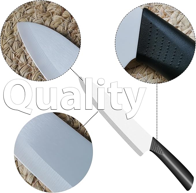 Ceramic Knife - 8 inch Chef's Knife - Light, Precise, Sharp Ceramic Kitchen Knife with Sheath Cover