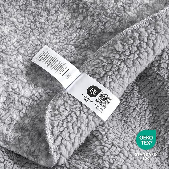 Cozy Bliss Luxury Sherpa Throw Blanket for Couch, Premium Reversible Plush Thick Throw, Warm Cozy Soft Blanket for Home and Gifts (Mottled Grey, 50" x 60")