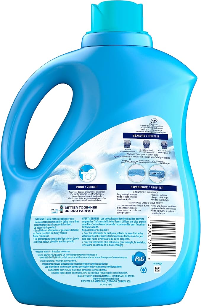 Downy Ultra Laundry Fabric Softener Liquid, Cool Cotton Scent, 103 Fl Oz, 120 Total Loads, Packaging May Vary