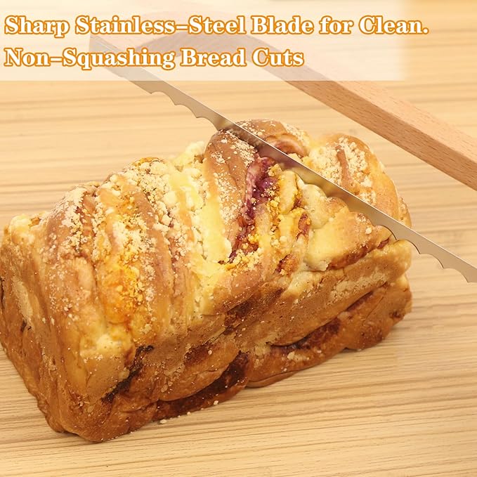 Bread Slicer for Homemade Bread Bow Knife-Ergonomic Design,Sourdough Bread Cutter Premium Stainless Steel Serrated Saw,Bread Knife for Precise Cutting Variety Bread (2)