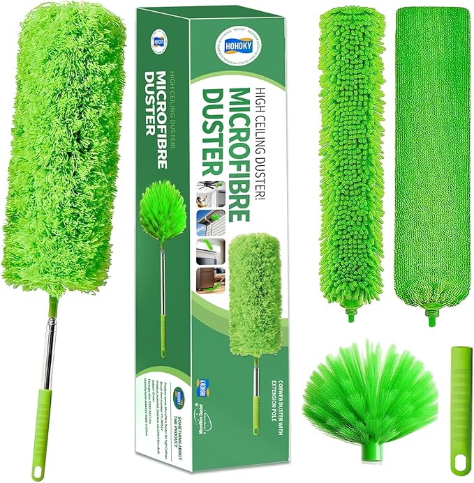 dusters for Cleaning extendable Long Handle,Webster Cobweb Duster with Extension Pole,Spider Web Remover Brush with Pole,Outdoor Web Cleaner Outside for use on Ceilings, cabinets, Walls, Light