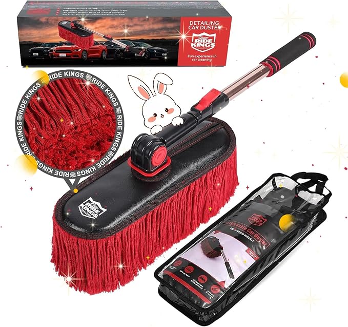 Car Duster Exterior Scratch Free with Extendable Handle,Wax Cotton Hair Car Brush Kit, Auto Detailing Brush for SUV,RV,Truck and Motorcycle,No Lint,Gifts for Men Women