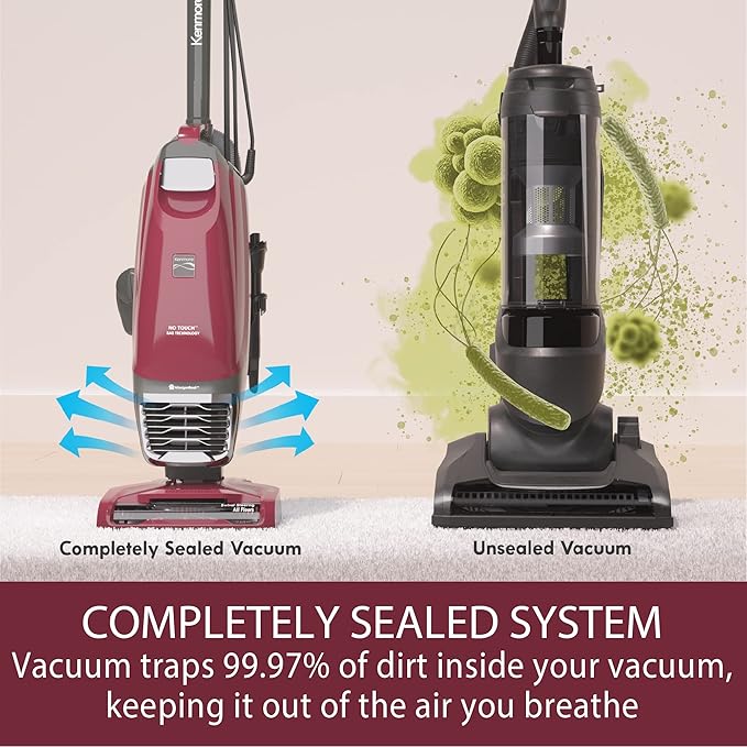 Kenmore BU3040 Intuition Bagged Upright Vacuum Lightweight Cleaner 2-Motor Power Suction with HEPA Filter, 3-in-1 Combination Tool, Handi-Mate for Carpet, Floor, Pet Hair, Red w/No Lift-up
