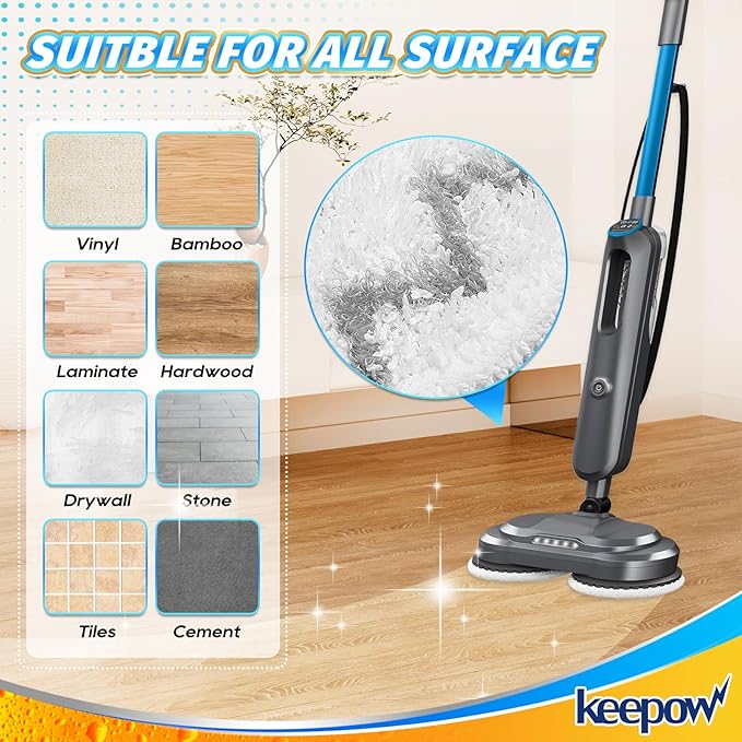 KEEPOW Spinwave Mop Pads Compatible with Bissell SpinWave SmartSteam Scrubbing Steam Mop 3897A 3712C 3712W, Rotating Mop Replacement Pads (4 Pack)
