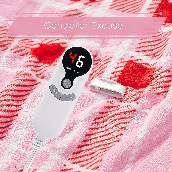 LUXIAN Electric Heated Blanket Full Size 72"x84" - Microplush & Sherpa Fabric Dual-Sided, 6 Heat Settings & 1-10 Hours Auto Off, Cozy Warming Throw for Home, Office, or Bed, Machine Washable, Pink