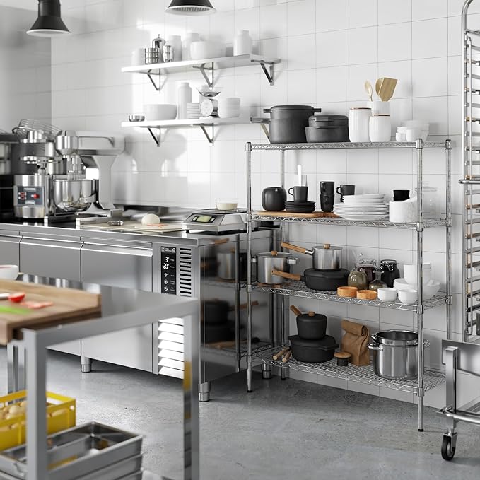 14" Deep x 42" Wide x 54" Height Wire Shelving Kit | 4-Tier | NSF Commercial Storage Rack Unit
