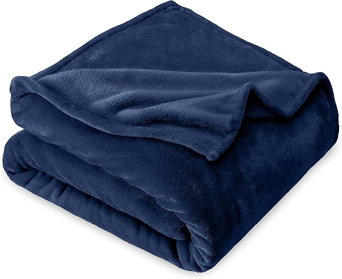 Bare Home Fleece Blanket - Kid Size - Ultra-Soft Lightweight for Bed, Sofa, and Couch - Luxury Microplush - Cozy Warm Blanket (Kid, Dark Blue)