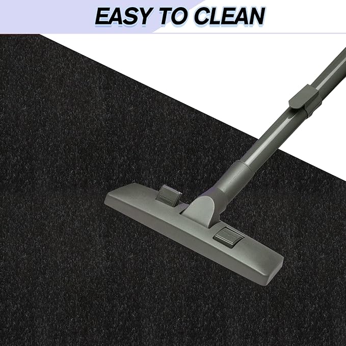 Custom Size Backed Non-Slip Area Rugs Runner, Easy Clean, Waterproof Runner Rugs for Hallway Entryway, Kitchen, Laundry, 4FT x 27FT, Black