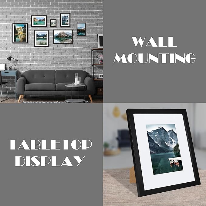 3.5x5 Picture Frame Set of 3 - Made of Real Glass and Black Wooden Frame, 3.5 by 5 small Photo for Wall or Tabletop Display