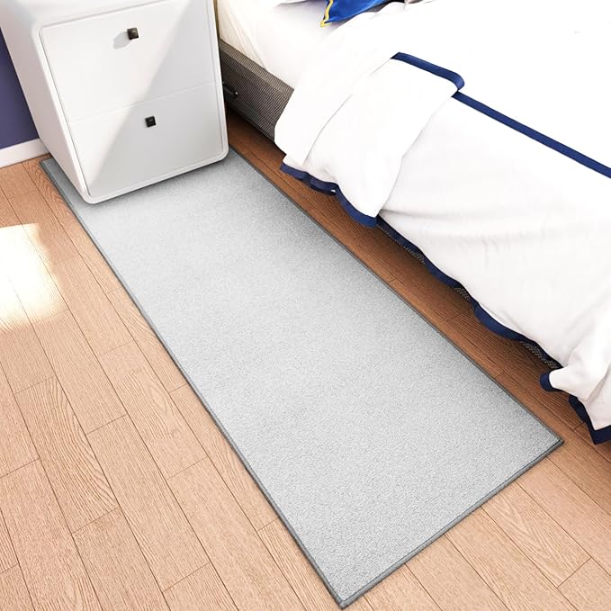 Runner Rug with Non Slip Rubber Backing, Washable Soft Floor Carpet for Kitchen, Hallway, Entryway Indoor, Bedroom, Laundry, Low Pile Area Rugs, Solid color with Pointillism style, 2*8 ft GREY