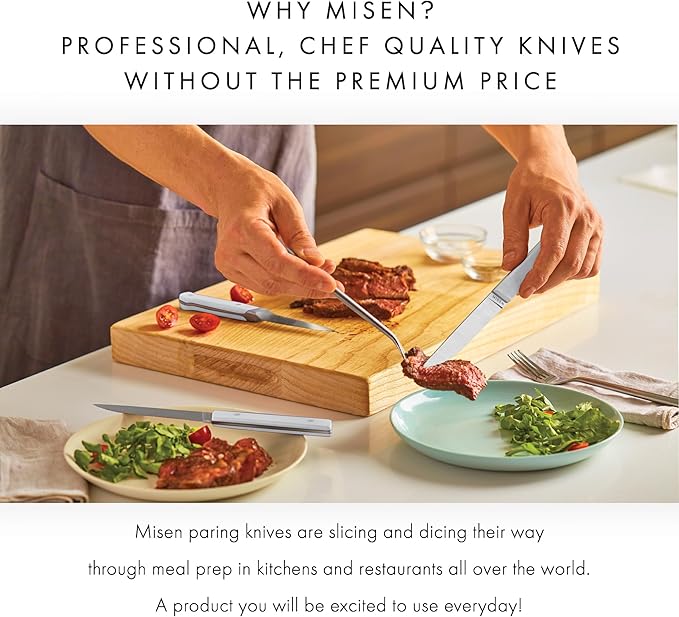 Misen 3.5" Paring Knife – Precision Kitchen Knife - High-Carbon Stainless Steel Blade – Ergonomic Handle for Peeling, Trimming, and Slicing – Lightweight, Versatile Tool for All Culinary Tasks - White