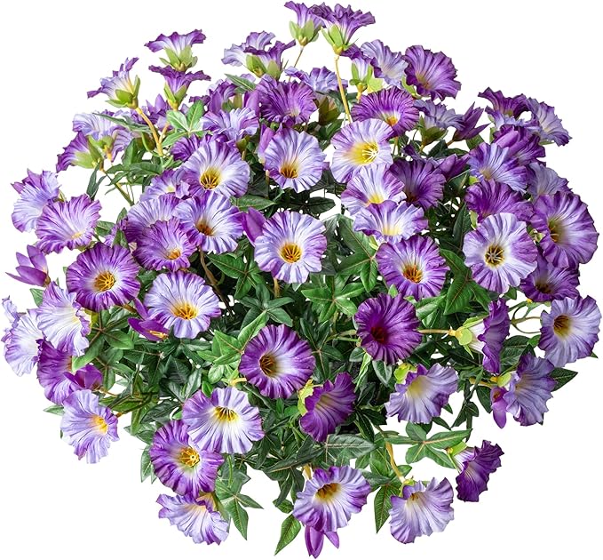UV Resistant Artificial Petunias 8PCS 13.3In Fake Flowers Artificial Flowers for Outdoors Silk Flowers Fake Hanging Basket Plants Suitable for Outdoor Porch Decor Patio Decor,Light Purple