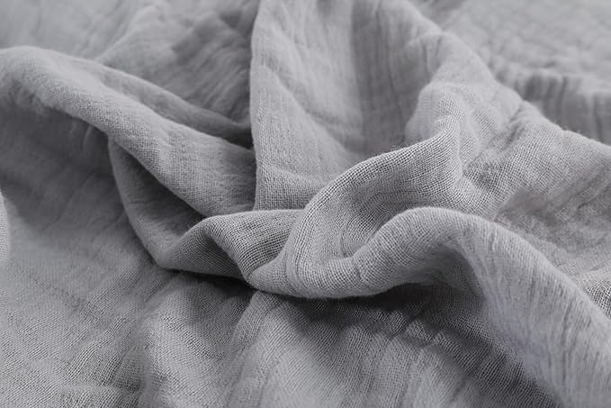 100% Cotton Muslin Throw Blanket for Bed, Couch, Small, Decorative, Soft, Pre-Washed, Breathable and Lightweight Gauze Blanket with Tassels, Suitable for All Seasons, Light Grey, 50"x60"