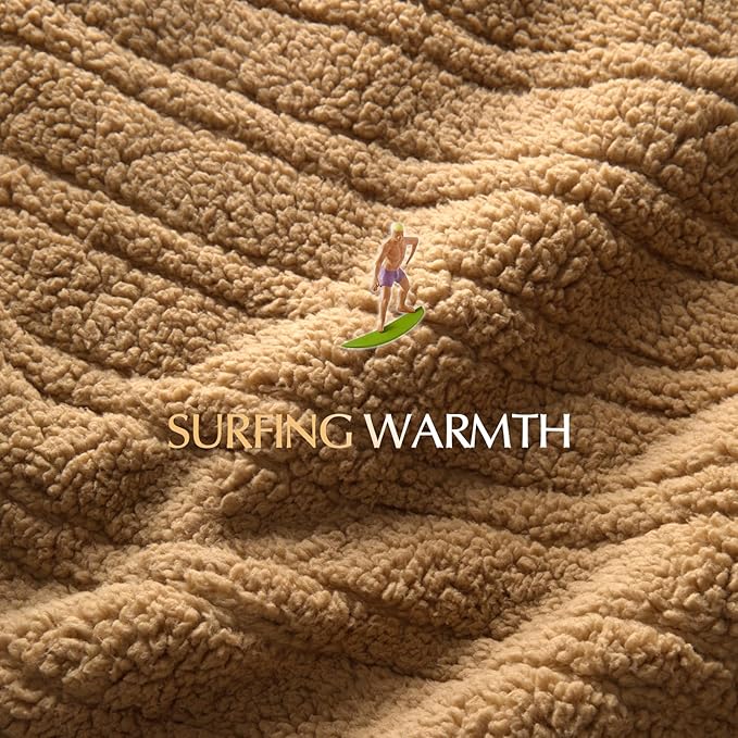 Heated Throw Blanket Double Sided Sherpa, Soft Heating Electric Blanket for Bed, Automatic Safety System, 6 Heating Levels & 4 Hours Auto-Off, 50"x60" Camel