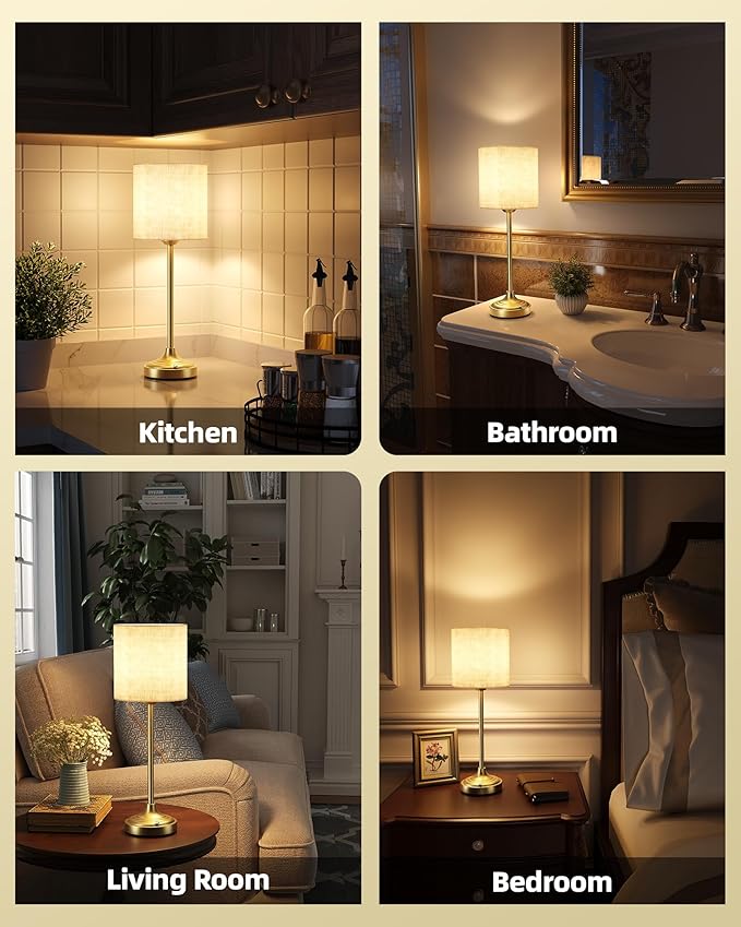 Wireless Lamp, 2-Pack, 8000mAh, Dimmable, 2700K, Touch Control, Portable, Small, LED, Rechargeable Table, Rechargeable, Cordless, Desk Lamp, Kitchen Lamp, Fabric Shade, for Dining Room, Living Room