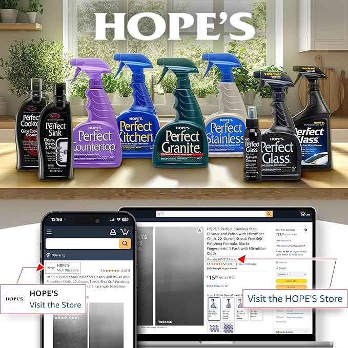 HOPE'S Perfect Kitchen Cleaner Spray - 32 Oz No-Residue All Purpose Cleaning Spray - Multisurface Degreaser for Counters, Stoves, Microwaves, and More - Pet and Home Safe - Pack of 6