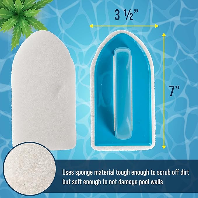 U.S. Pool Supply Hand-Held Pool Scrub Brush, 2 Pack - Surface Scrubbing Scouring Sponge Pad - Clean Pool Tile & Grout, Walls, Vinyl Liners, Spas - Cleaning Scrubber Stains, Kitchen Bathroom Tub Shower