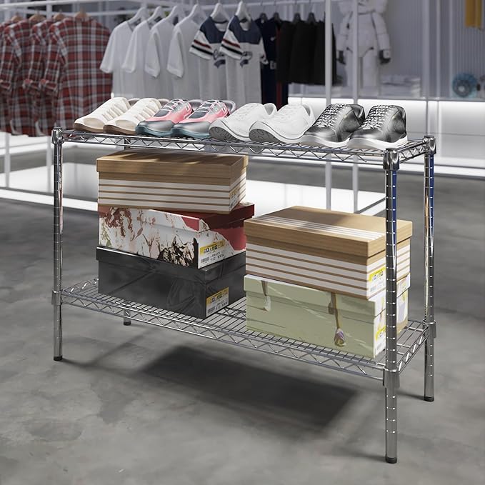 14" Deep x 42" Wide x 27" Height Wire Shelving Kit | 2-Tier | NSF Commercial Storage Rack Unit