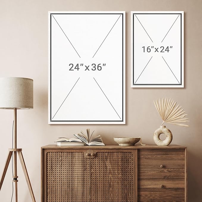 SIGNFORD Framed Canvas Print Wall Art Set Minimalist Heron Art Simplified Shapes in Neutral Tones Illustration Modern Art Decorative Nordic Nature for Living Room, Bedroom, Office - 24"x36"x2 White