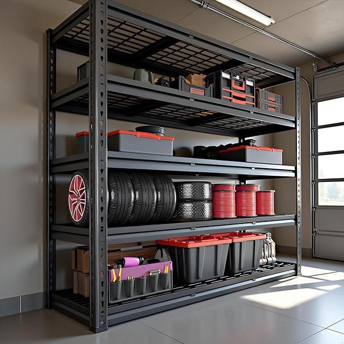 REIBII 48" W Garage Shelving 3050LBS Garage Storage Shelves Metal Storage Shelves 5 Tier Adjustable Shelving Unit for Warehouse Basement Pantry 48.2" W X 24.1" D X 72.2" H