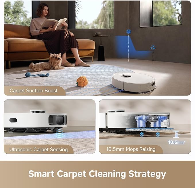 DREAME L40s Ultra CE Robot Vacuum and Mop with Auto-Empty, Mop Self-Cleaning, 13,000Pa Suction, Mop Raising, Ultrasonic Carpet Sensing, Ideal for Pet Hair, Carpet and Hard Floors, Easy Maintenance