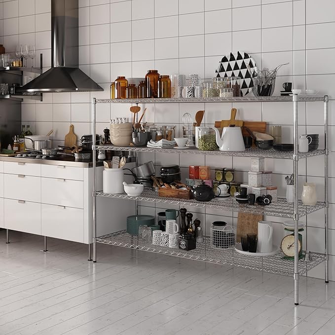 24" Deep x 72" Wide x 54" Height Wire Shelving Kit | 4-Tier | NSF Commercial Storage Rack Unit