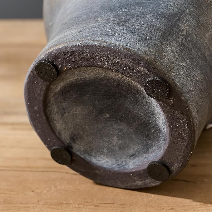 LUKA Antique Ceramic Vase with 2 Handle,7.28 inches Rustic Vase Minimalist Decor, Decorative Vases for Home Decor, Table, Living Room, Shelf, Christmas Decoration(Medium,Black)