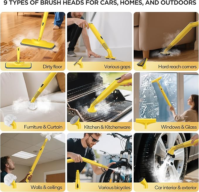 Steam Cleaner,Heavy-duty Steam Cleaners for home,Detachable Handheld Steamer for Cleaning,248°F Steam Mop for Floors, Cars,Furniture,Tiles, Kitchen,Bathroom,Grout and More,21-Piece Kit Include