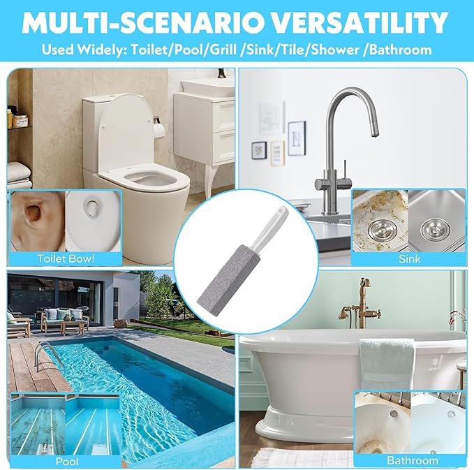 12 Pack Pumice Stone Toilet Bowl Cleaner, Toilet Pumice Stone with Handle for Toilet Cleaning, Bathtubs, Sinks, Swimming Pools, Grills