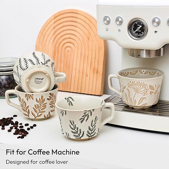 Ceramic Coffee Mug, 12 oz Novelty Unique Teacup with Handle, Stoneware Cup for Tea Mocha Latte Cappuccino Espresso (Grass)