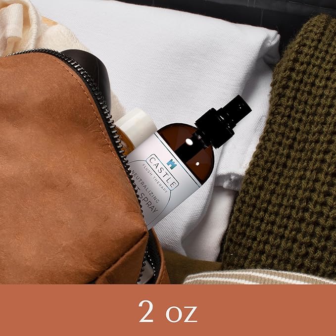 Castle Flush Therapy Neutralizing Toilet Spray | Odor Control: Mist Over The Water Surface, Go, Then Flush | Bathroom Freshening Spray | Neutralizes Odors at the Source | Fresh Citrus | 2 oz