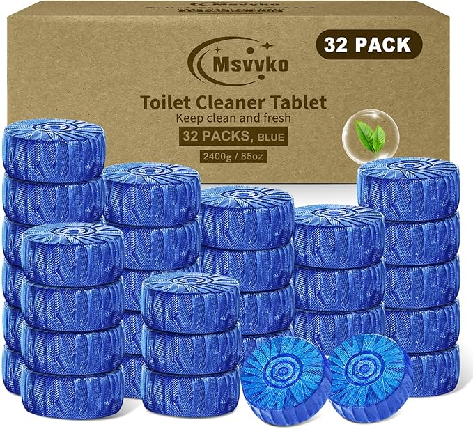 Toilet Bowl Cleaner Tablets 32 Packs-85oz, Ultra-Clean Blue Cleaners for Deodorizing & Descaling, Long-Lasting Automatic Toilet Tank Cleaners, Against Tough Stains