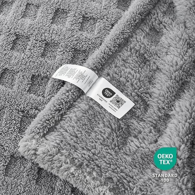 Cozy Bliss Ultra Soft Waffle Blanket - Lightweight Cozy Blankets Gift for Women,Cute Checkered Throws Blanket for Bed, Couch and Sofa,Grey,66x90 Inches