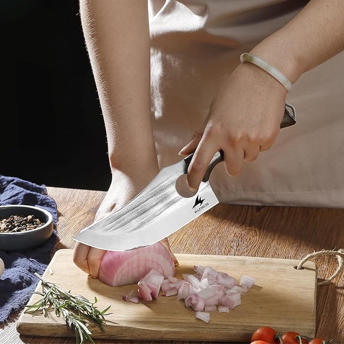 Chef's Knife, 5.8" - High Carbon Stainless Steel Boning Knive with Leather Sheath, Full Tang, Ergonomic Handle for Superior Balance & Control