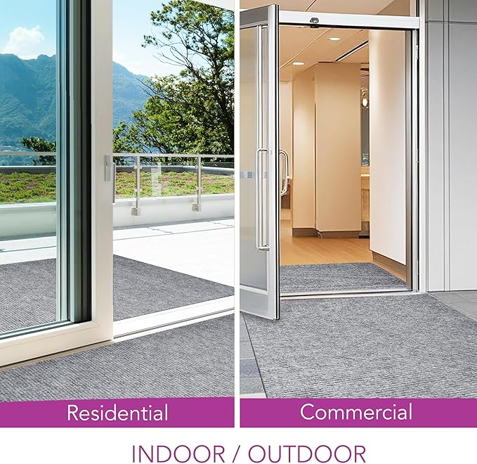 iCustomRug Hallway Runner Rug – 4x10ft Grey, Indoor/Outdoor, Non-Slip Rubber Backing, Low-Profile All-Weather Carpet, Non-Shedding & Easy Care, Entryway Mat Ideal for High Traffic Areas