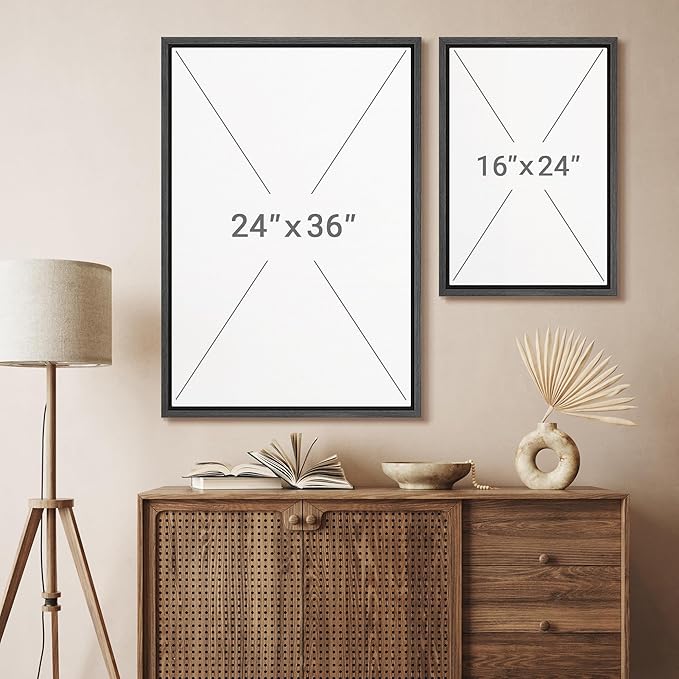 SIGNFORD Framed Canvas Print Wall Art Set Minimalist Gradient Brown Abstract Neutral Illustration Modern Art Decorative Nordic Nature for Living Room, Bedroom, Office - 24"x36"x2 Black