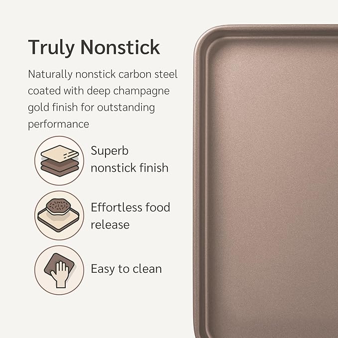 HAPPIELS Nonstick Non-Toxic 18-inch Half Baking Sheet 2-Pack | Premium Extra Thick Sheet Pan | Warp Resistant Large Cookie Sheet