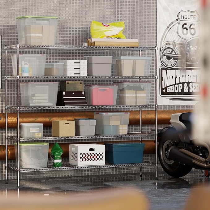 18" Deep x 72" Wide x 64" Height Wire Shelving Kit | 5-Tier | NSF Commercial Storage Rack Unit