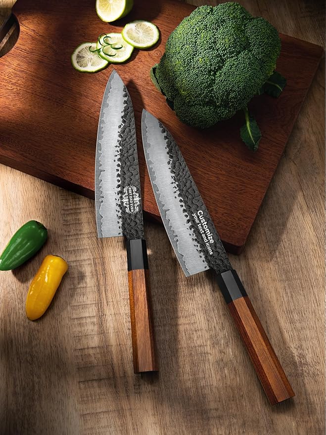 Custom Chefs Knife, Customizable Patterns and Copywriting Sharp 8 Inch Japanese Knife with Rosewood Handle, Birthday Gifts for Men in Sandalwood Gift Box