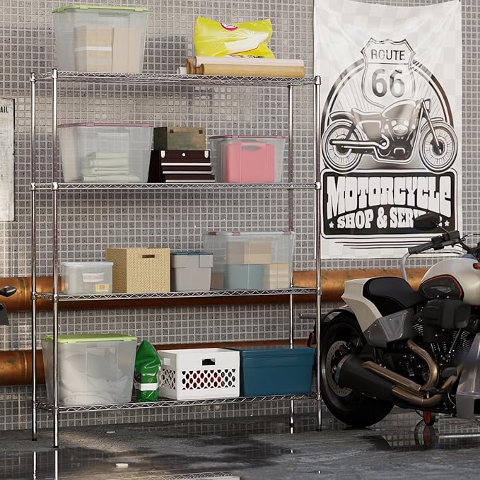 14" Deep x 60" Wide x 74" Height Wire Shelving Kit | 4-Tier | NSF Commercial Storage Rack Unit