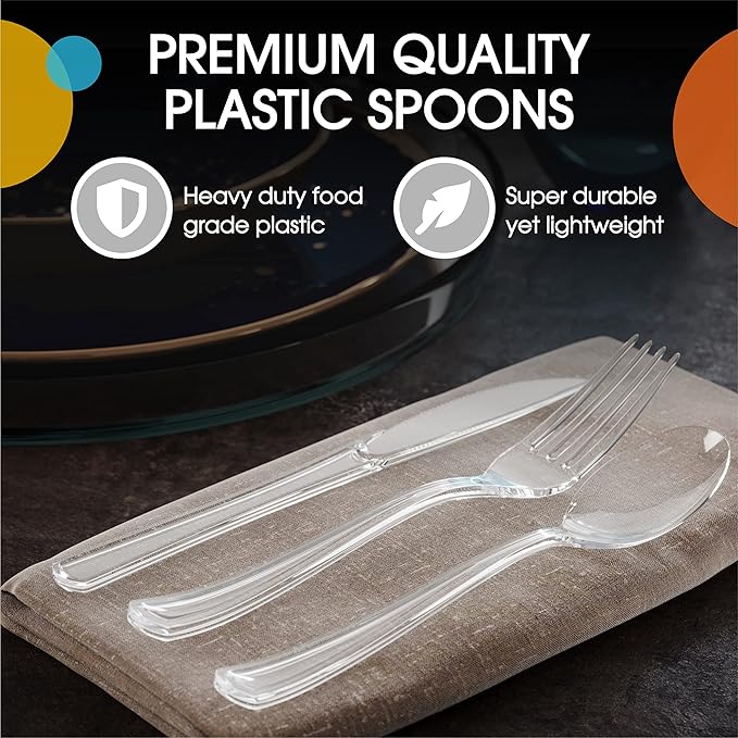Party Solids Clear Plastic Knives 200 Pcs Clear Knives Disposable Utensils Heavy Duty Plastic Cutlery Set Disposable Cutlery Sets Flatware Sets Silverware Set Party Supplies & Party Tableware
