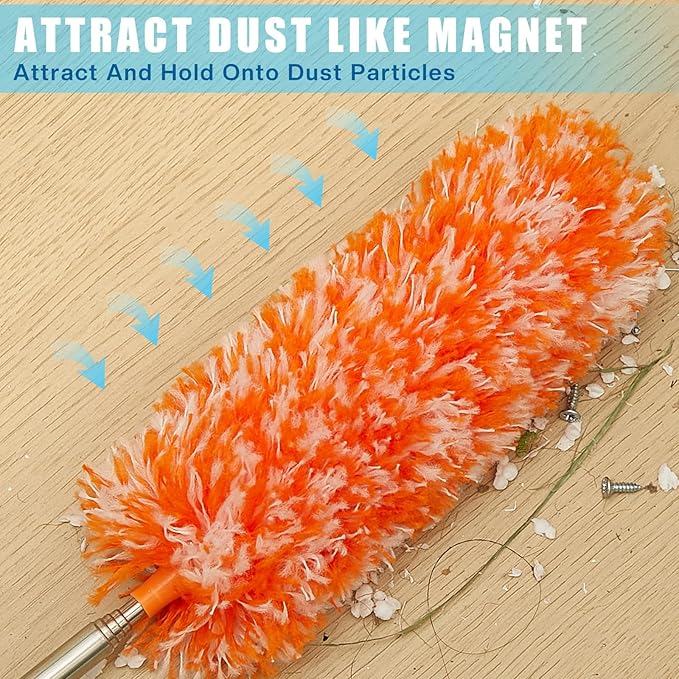 Tanlade 36 Pcs Microfiber Feather Duster for Cleaning 13-31 Inch Extendable Cobweb Dusters Ceiling Fan Duster Washable Bendable Tool for Office Car Window Furniture (Bright Color)
